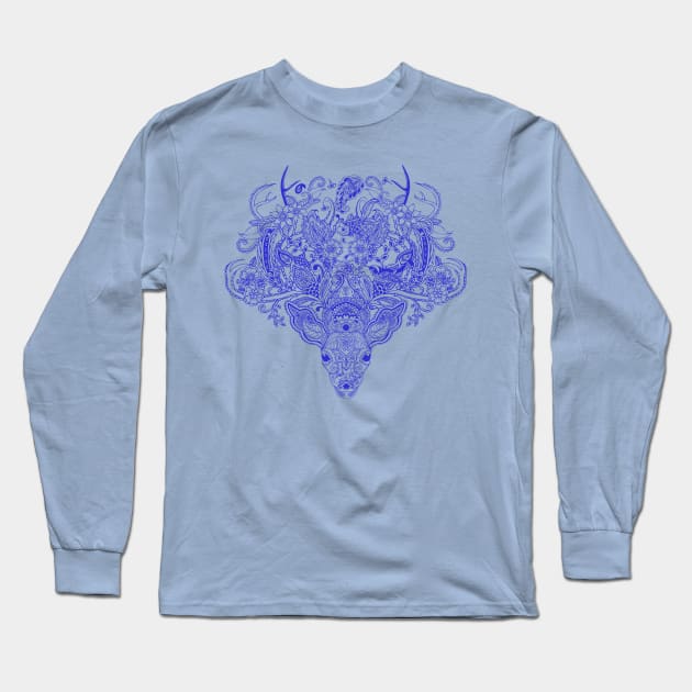 Little Blue Deer Long Sleeve T-Shirt by huebucket